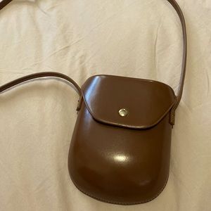 Brand new shoulder bag Suede linen golden stud snap n buckle to resize lengths